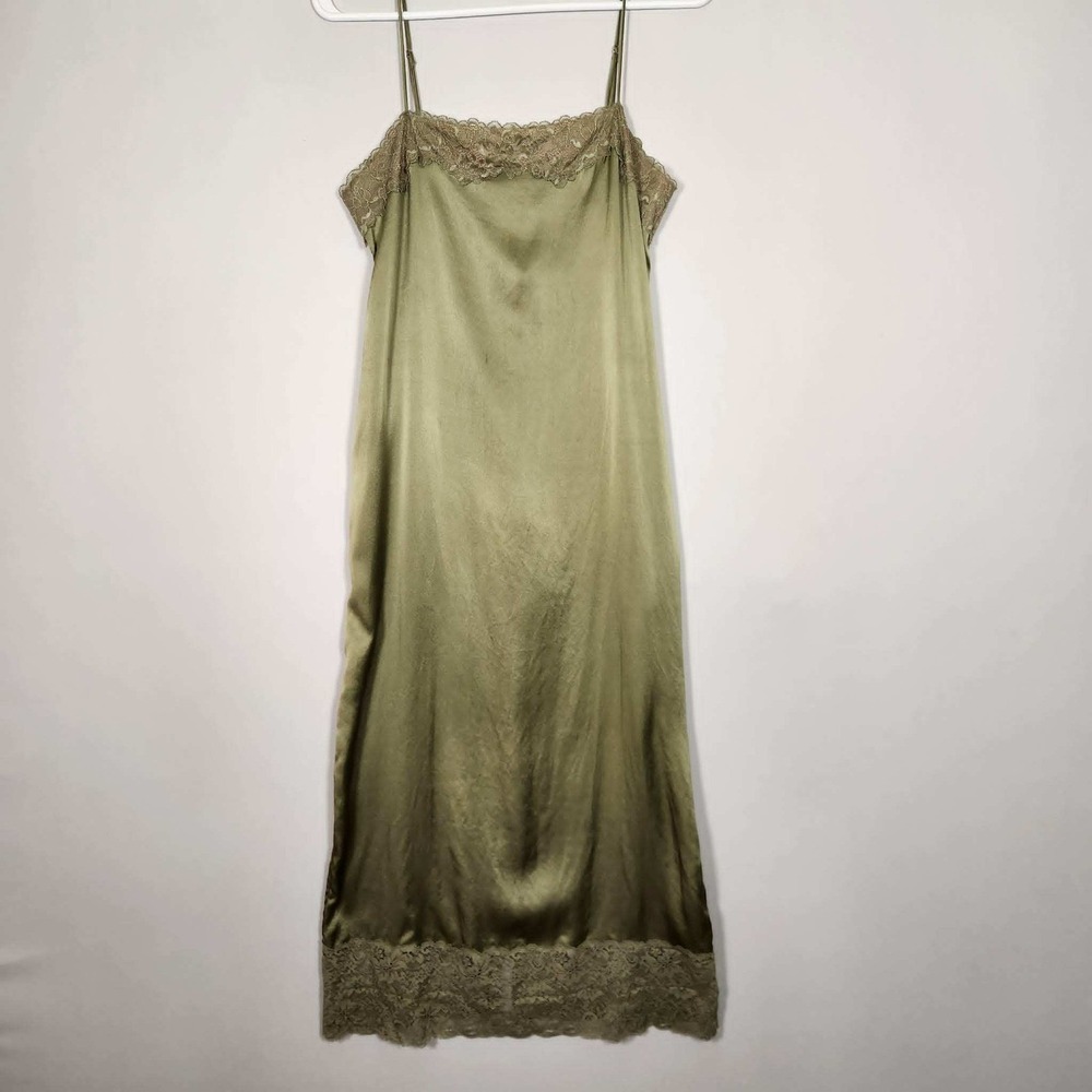 Reformation Silk Slip Midi Dress in Light Olive Green Size Small